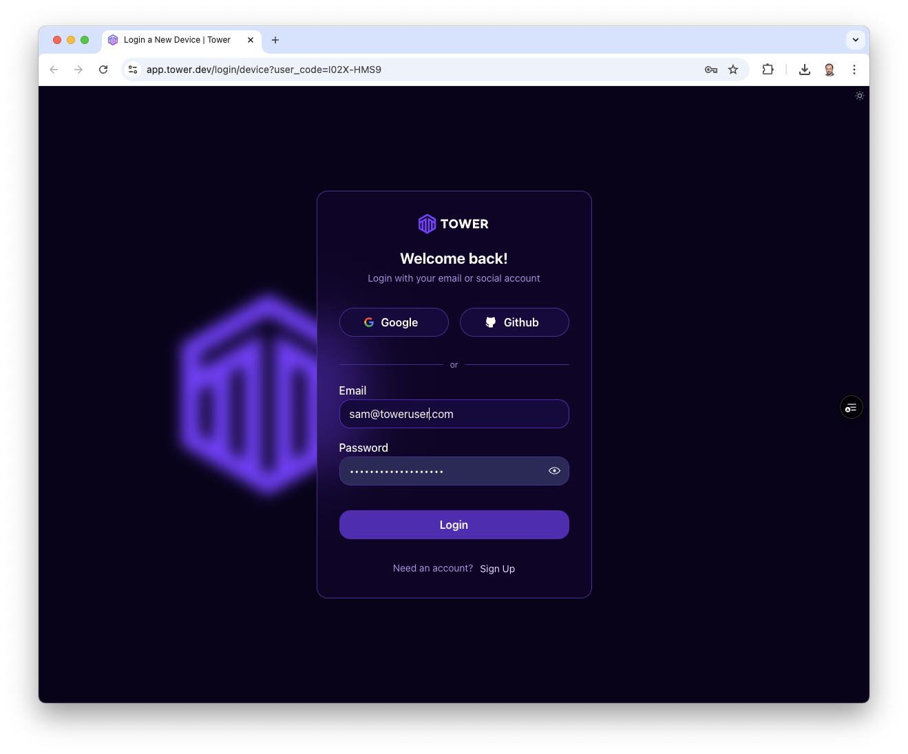 Login to Tower