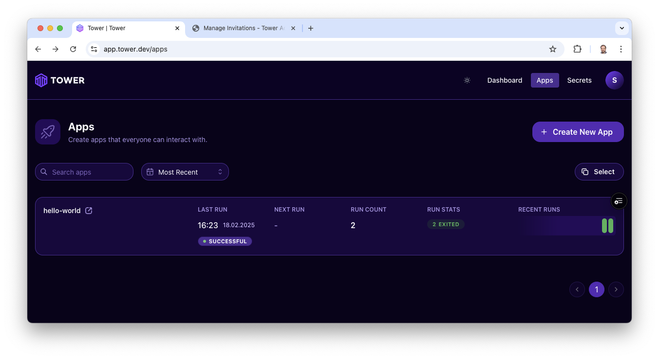 Deployed version of the hello-world app