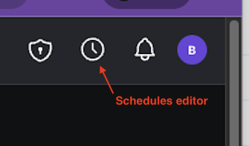 Accessing the schedules editor in Tower