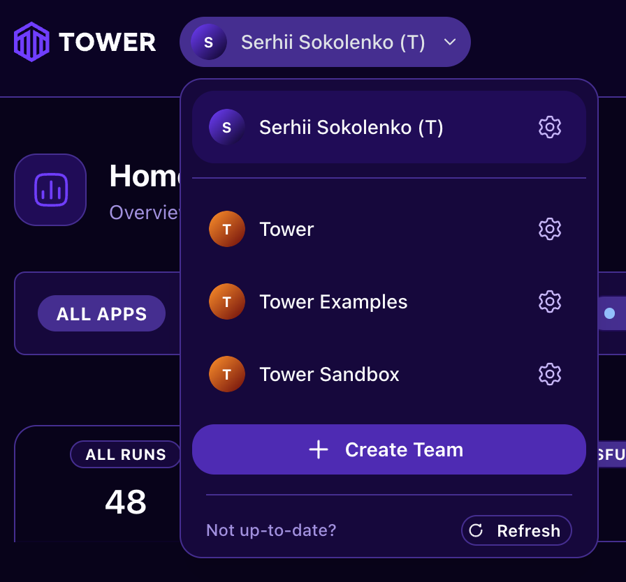 Teams selector